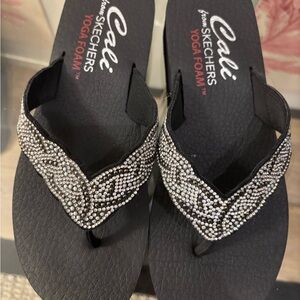 Skechers Black and silver Embellished Sandals